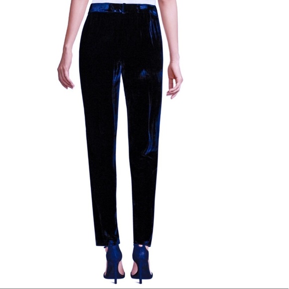 Elie Tahari Midnight Deep Blue Velvet Alana Pants - Picture 2 of 8